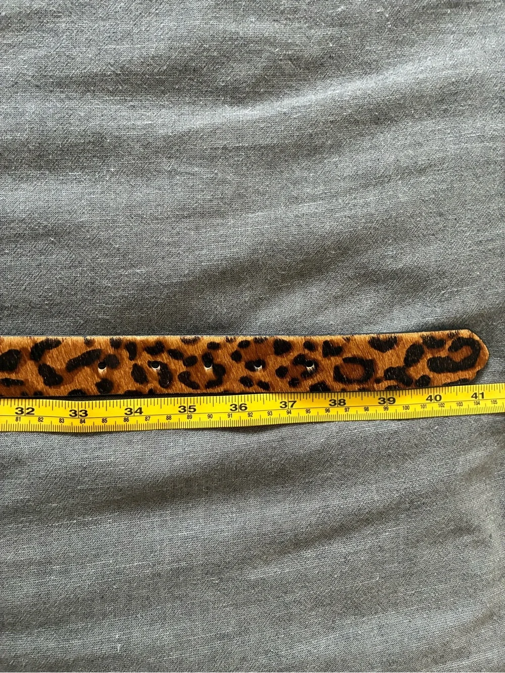 NA-KD Leather Leopard Print Calf Hair Belt with Gold Buckle